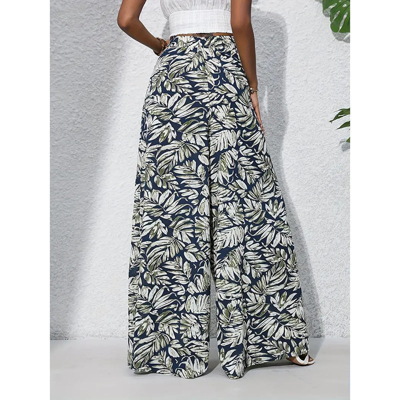 Printed High‑Waist Wide‑Leg Palazzo Pants