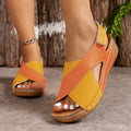 Colorblock Crossed Wedge Sandals