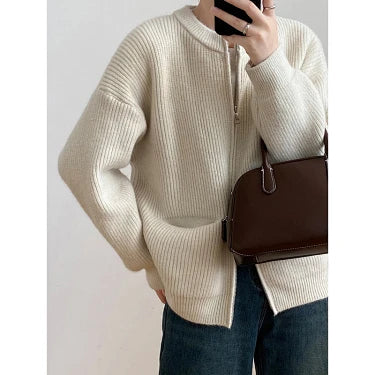 Zip-up Sweater Coat