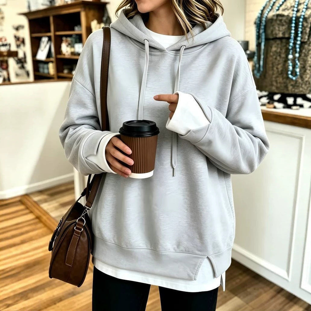 Faux Two-piece Hooded Sweatshirt