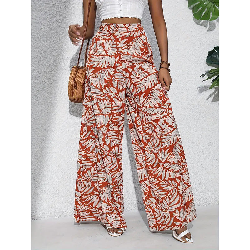 Printed High‑Waist Wide‑Leg Palazzo Pants