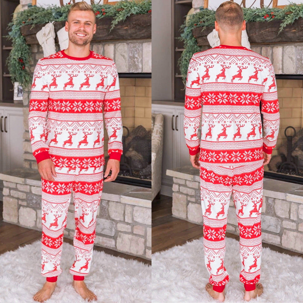 Cotton Blend European And American Parent-child Clothing Home Wear Christmas Pajamas Fall Family Set