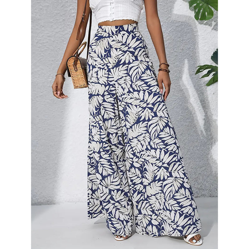 Printed High‑Waist Wide‑Leg Palazzo Pants