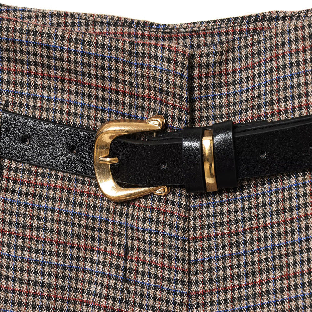 High-waisted Straight-leg Pants With A Belt