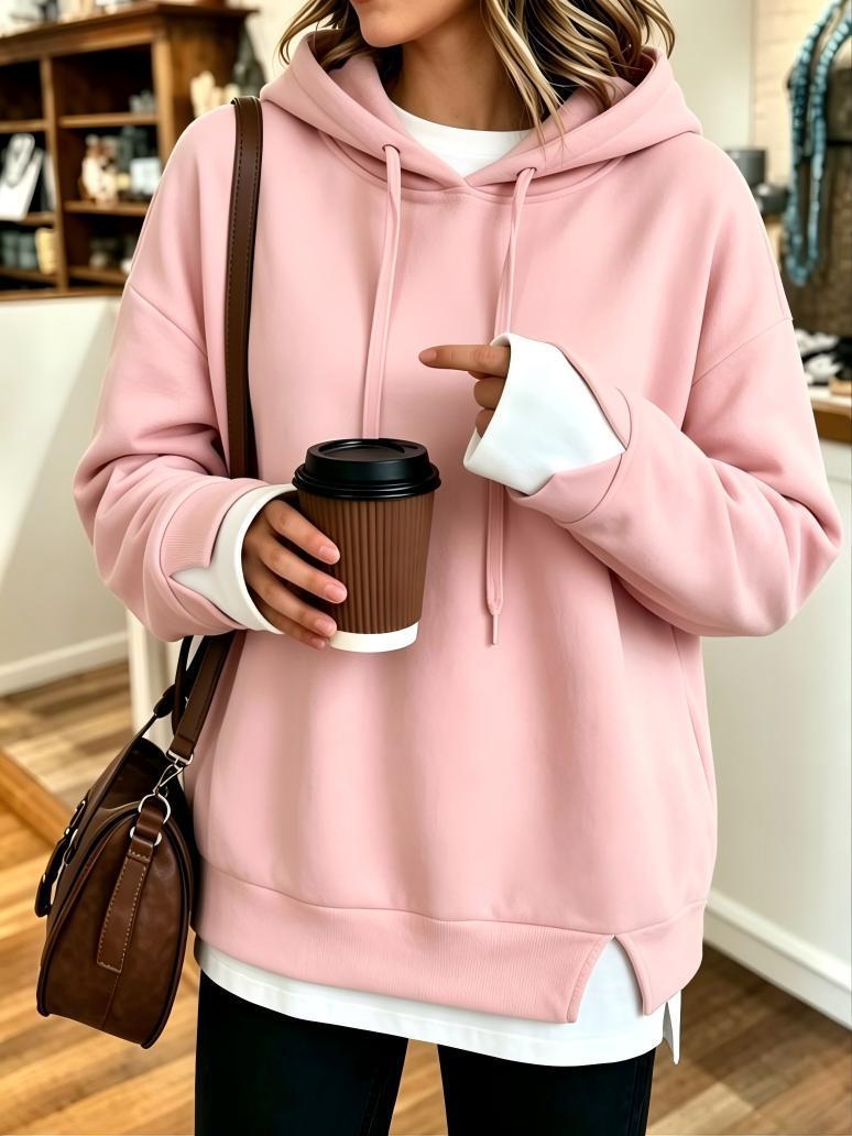 Faux Two-piece Hooded Sweatshirt