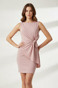 Bow-Knot Sleeveless Midi Dress – High Waist A-Line