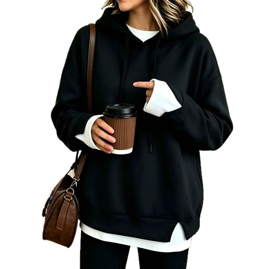 Faux Two-piece Hooded Sweatshirt