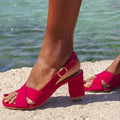Chunky Heel Open Toe Buckle | Elegant Roman-Style High Heel