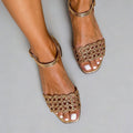 Woven Hollow-Out Flat Sandals