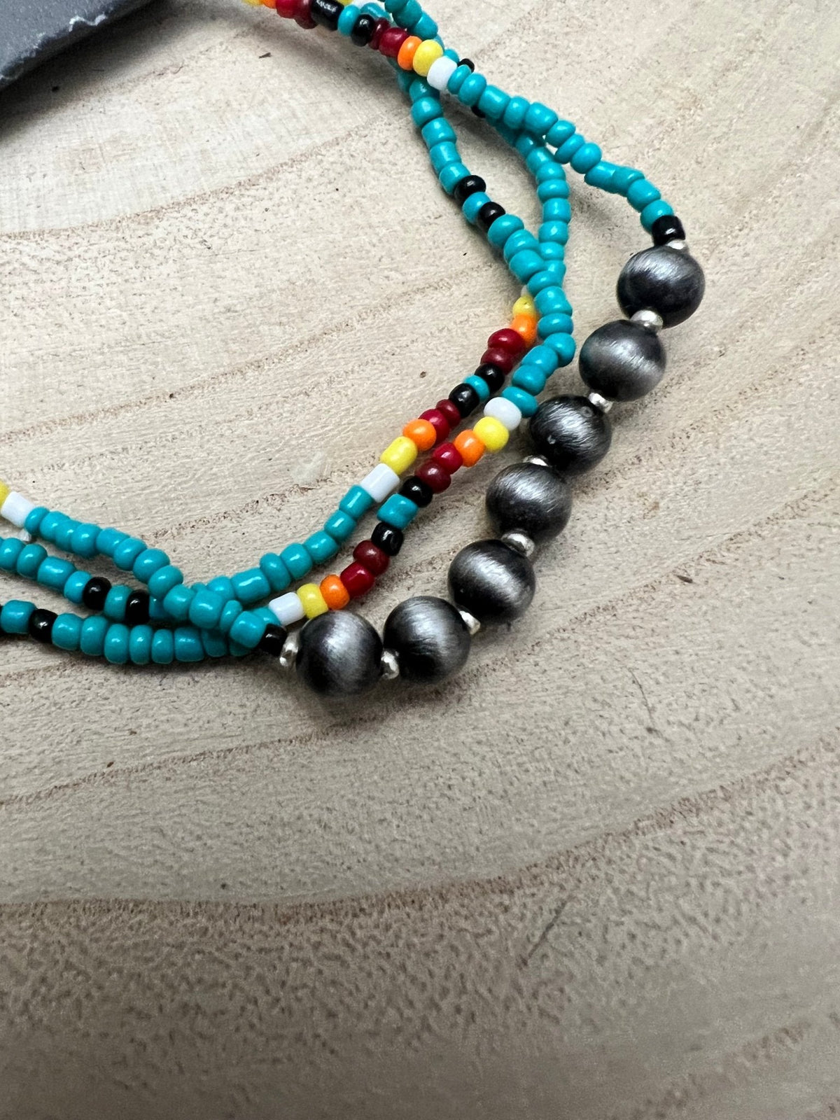 Western Seed Bead & Navajo Pearl Stretch Bracelet Set