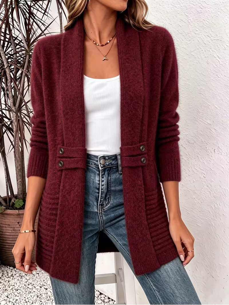 Belt Cardigan Lazy Style Versatile Mid-length Sweater