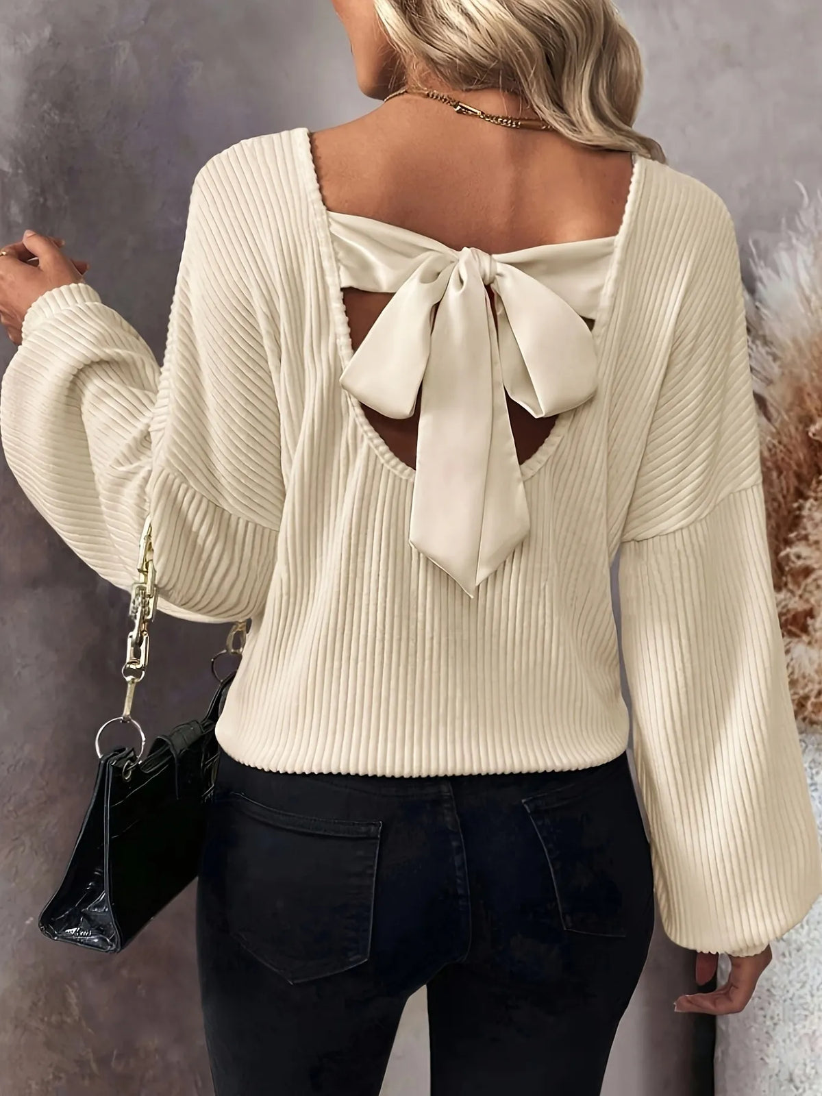 Back Bow Tie Blouse
