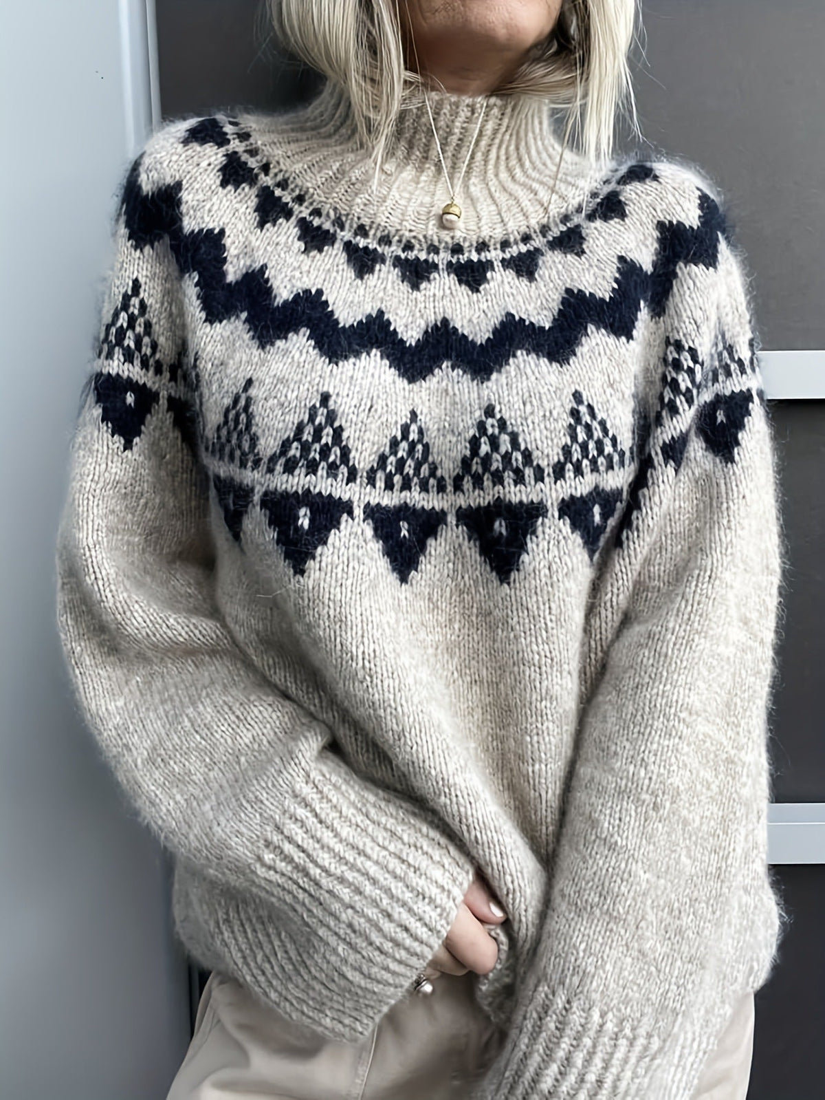 Pullover Knitted Jacquard Sweater