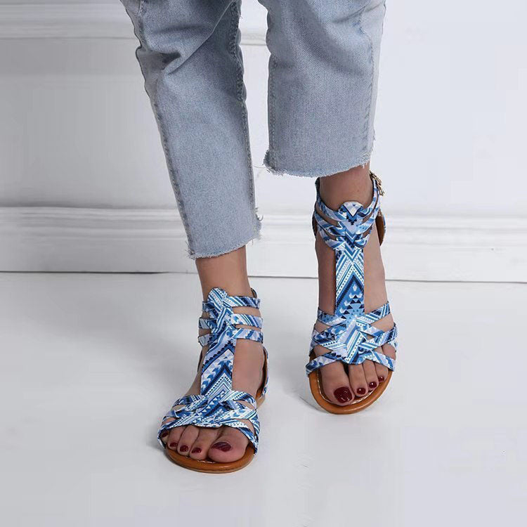 Women's Sandals Summer Shoes Leather Sandals Flats Summer Woman Beach Sandals Arch Support Casual Comfort Retro Slip On Summer Sandal Ladies Casual Beach Flats