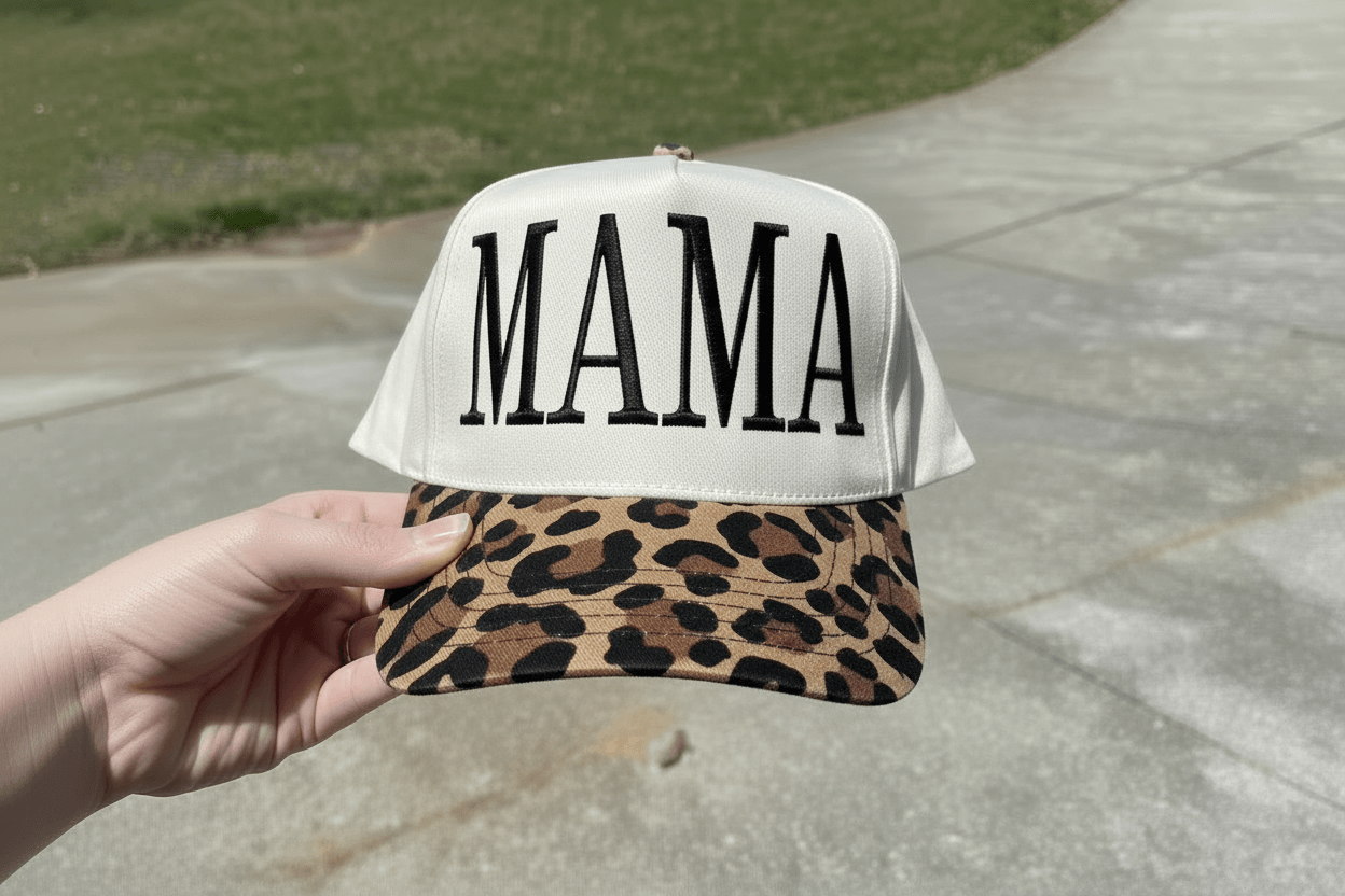 Custom Embroidered Leopard Brim Trucker Hat
