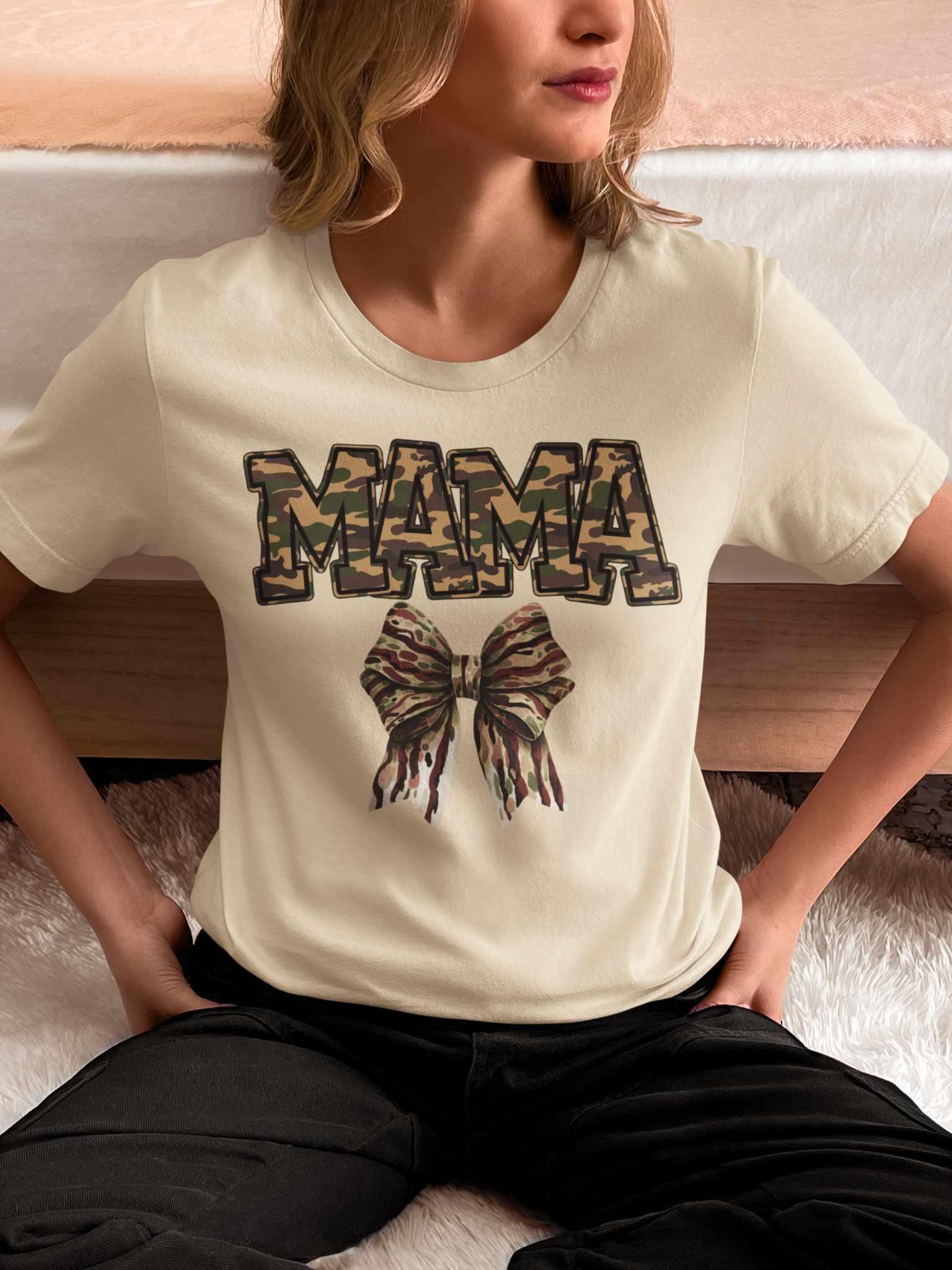 Mama Green Camo Bow Graphic Tee