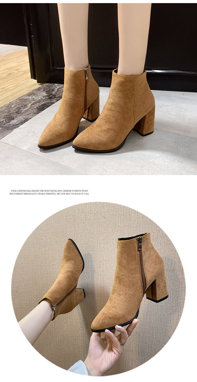 Stacked Heel Ankle Bootie Shoes
