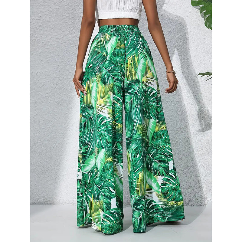 Printed High‑Waist Wide‑Leg Palazzo Pants