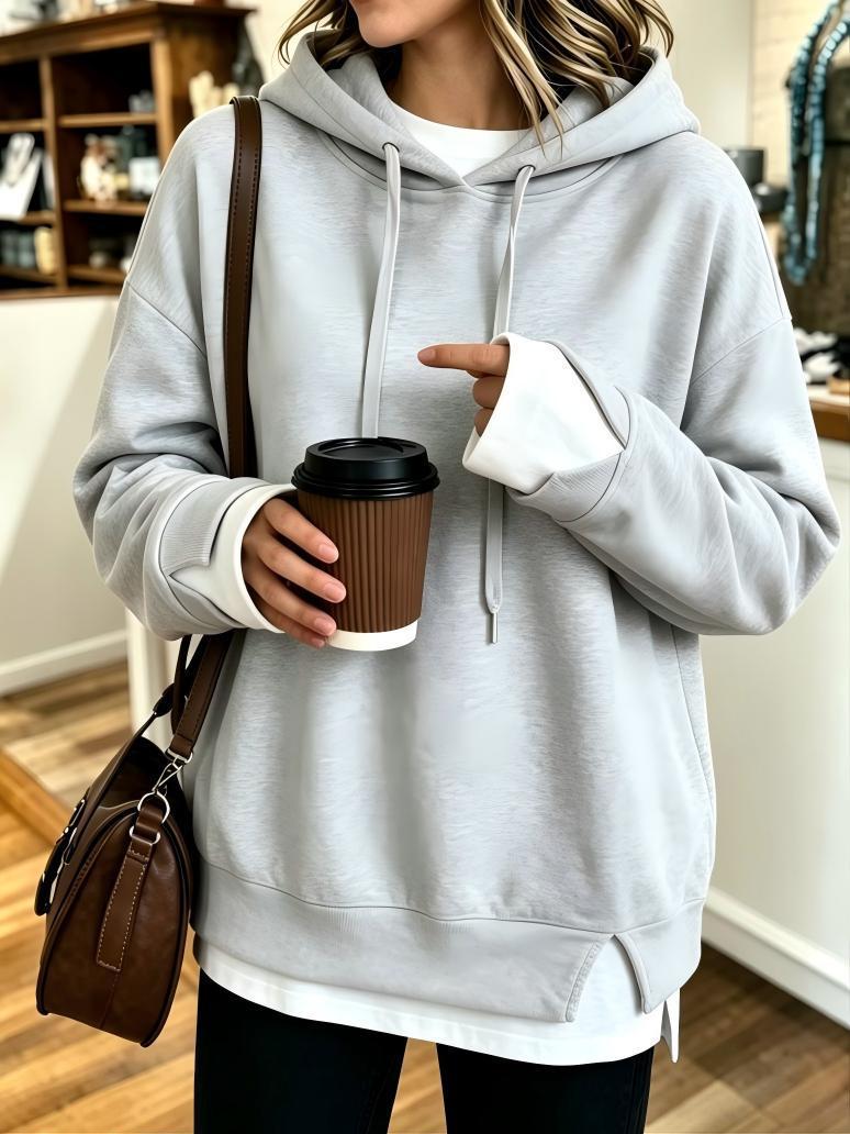 Faux Two-piece Hooded Sweatshirt
