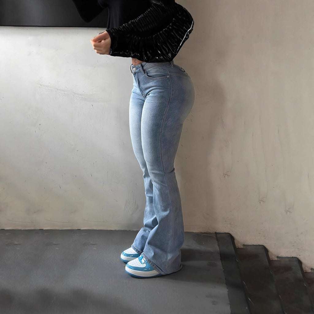 Denim Jeans With A Personalized Street-style Print