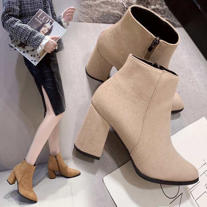 Stacked Heel Ankle Bootie Shoes