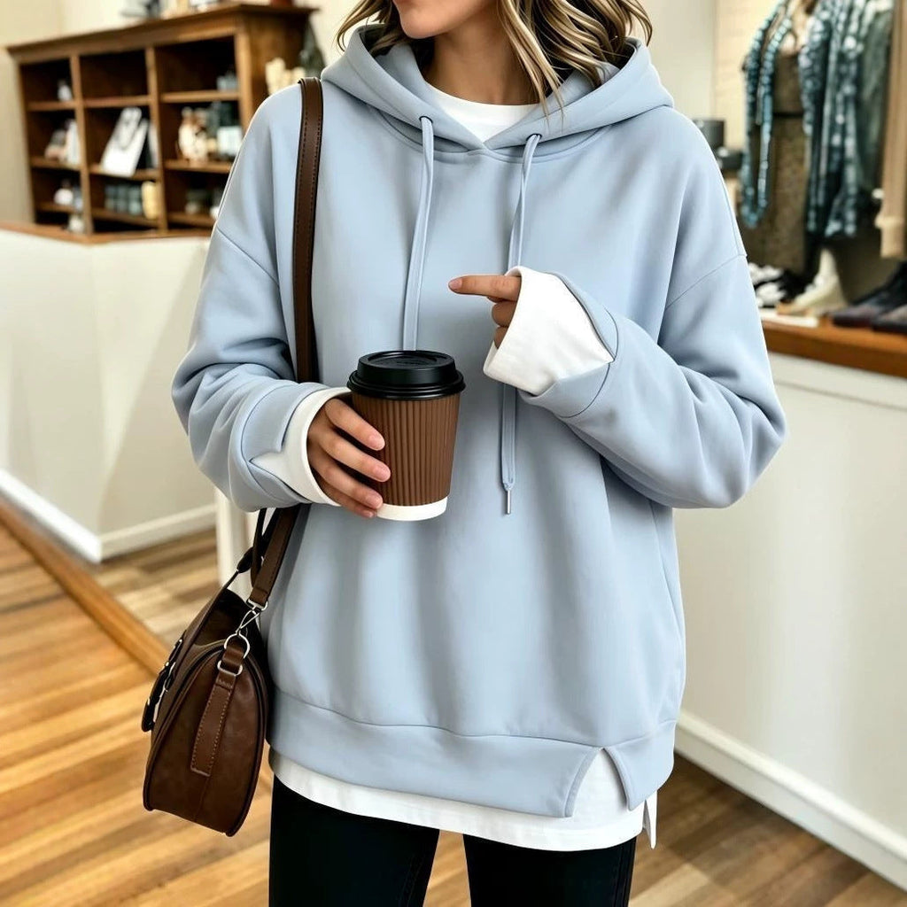 Faux Two-piece Hooded Sweatshirt