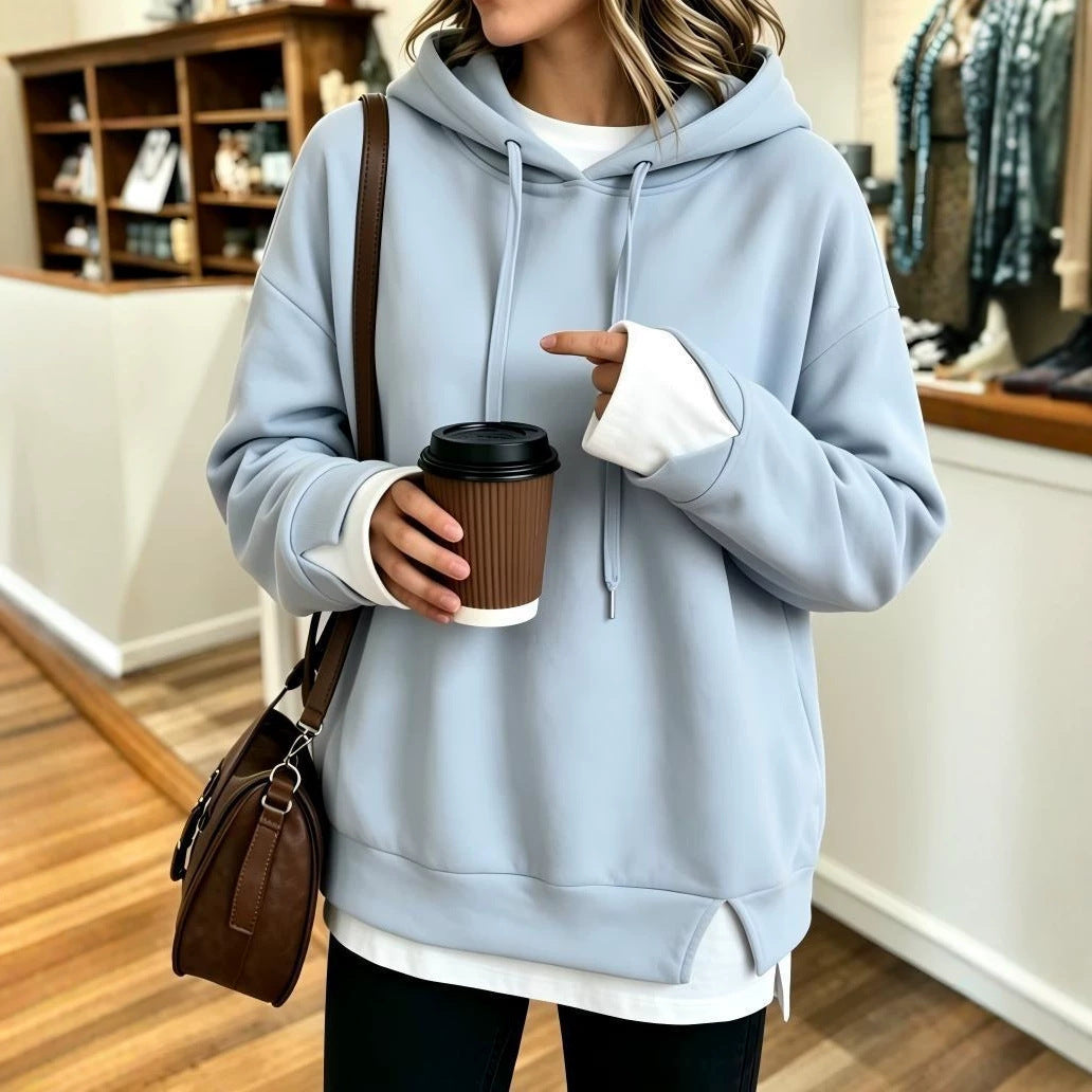 Faux Two-piece Hooded Sweatshirt