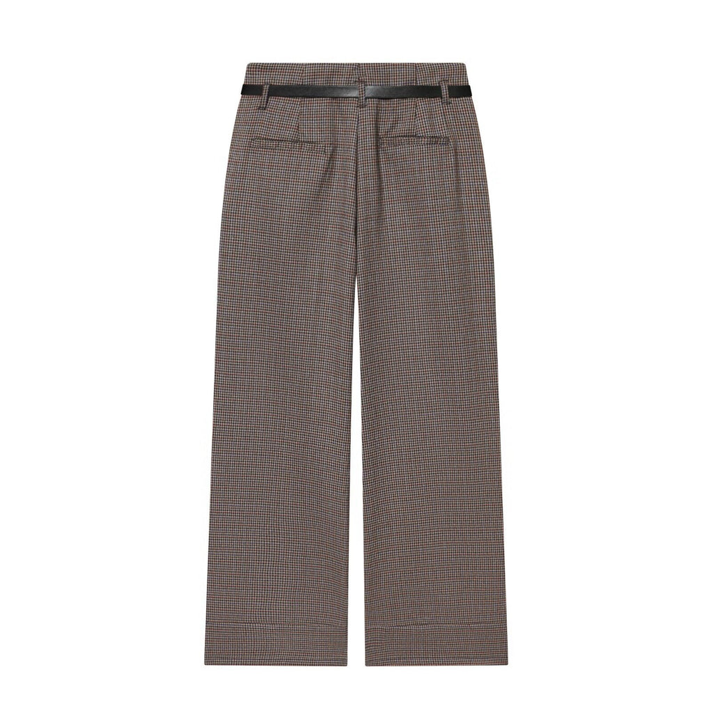 High-waisted Straight-leg Pants With A Belt
