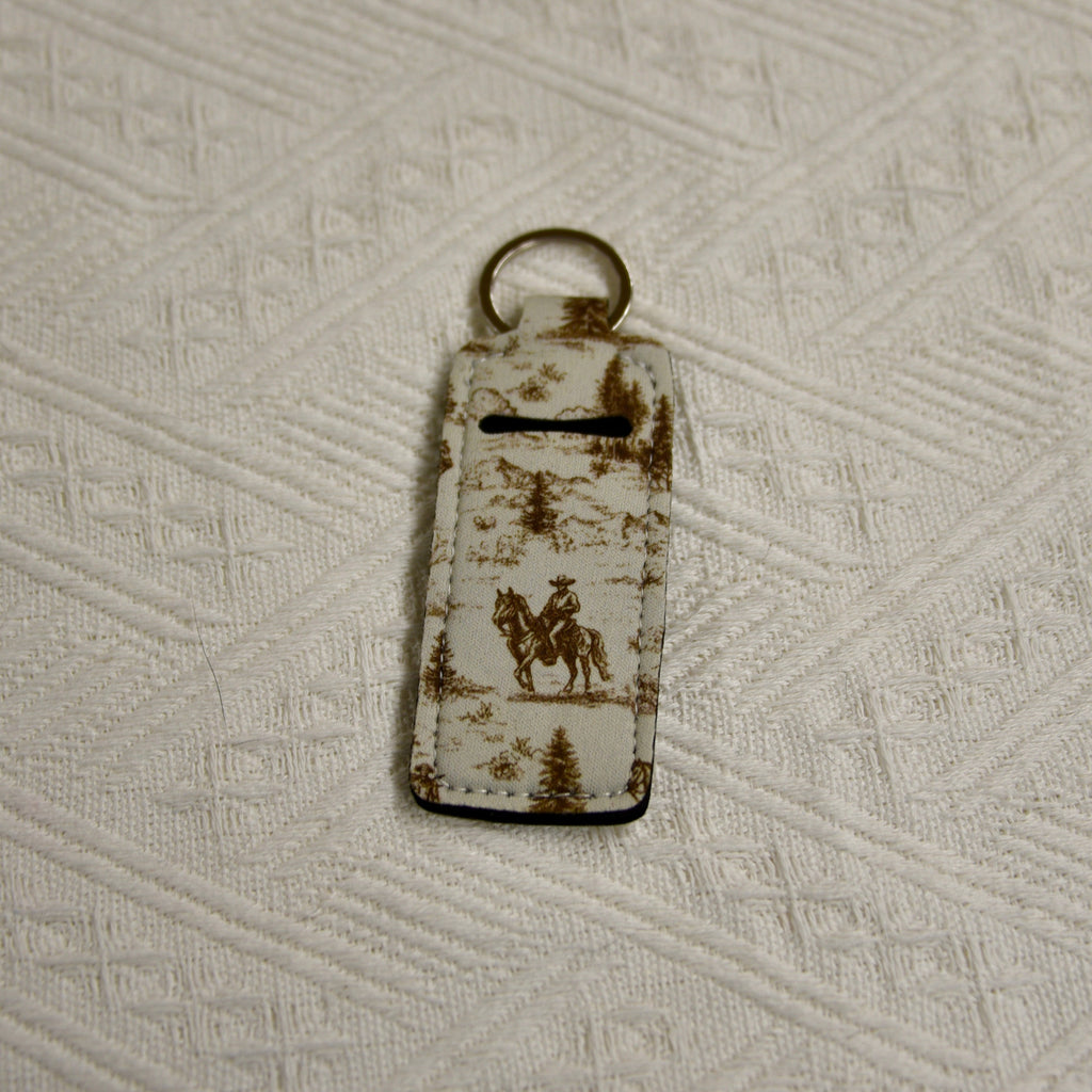 Chapstick Holder Keychain – Cow Print