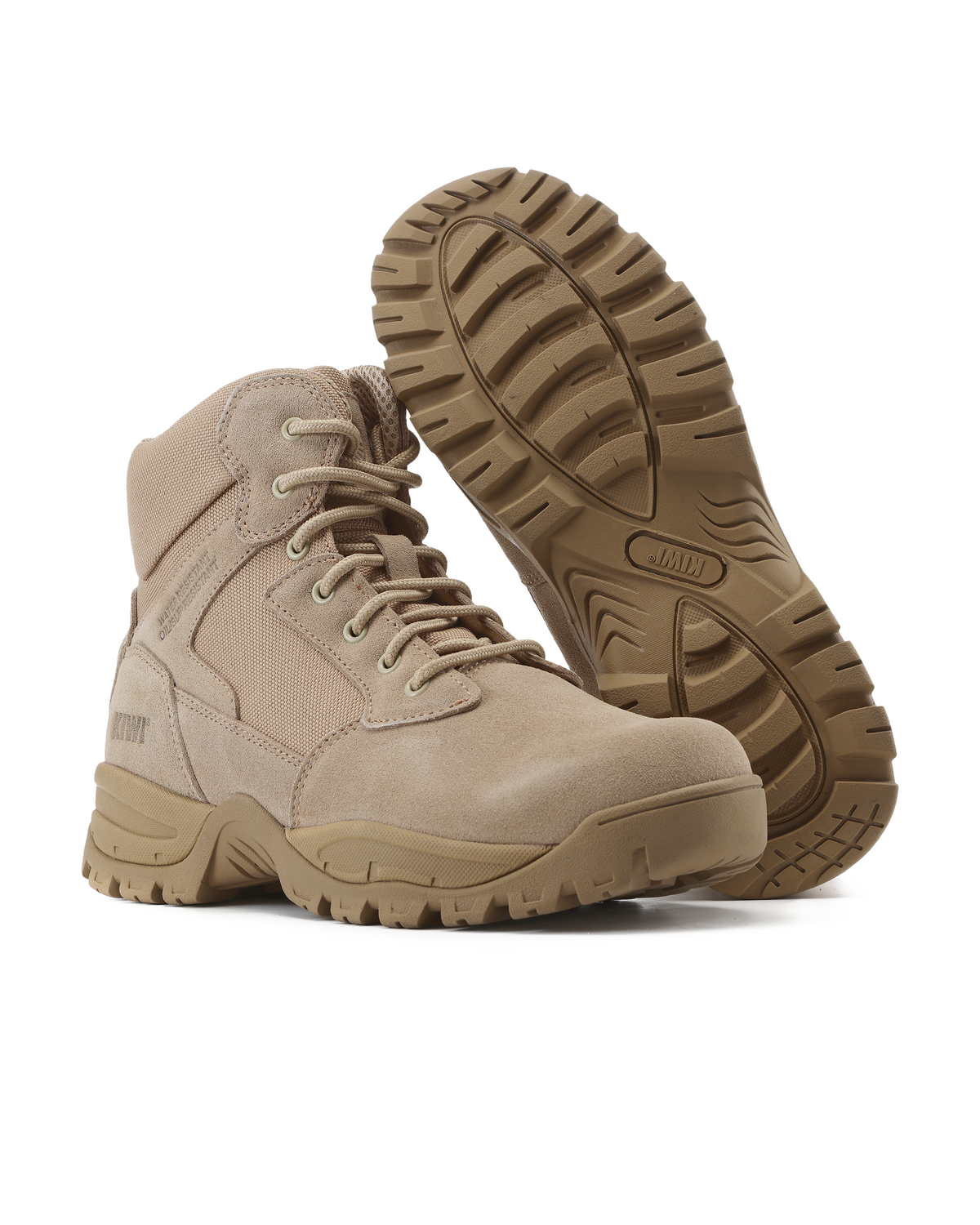 Kiwi Rugged Sand Suede Mid-Cut 6" Composite Toe Zipped Water Resistant Tactical Boots