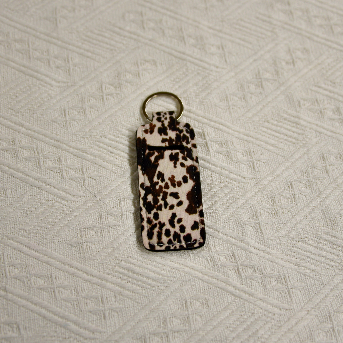 Chapstick Holder Keychain – Cow Print
