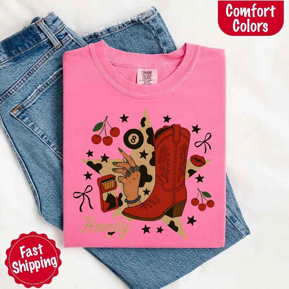 Howdy Cowgirl Star Collage T Shirt