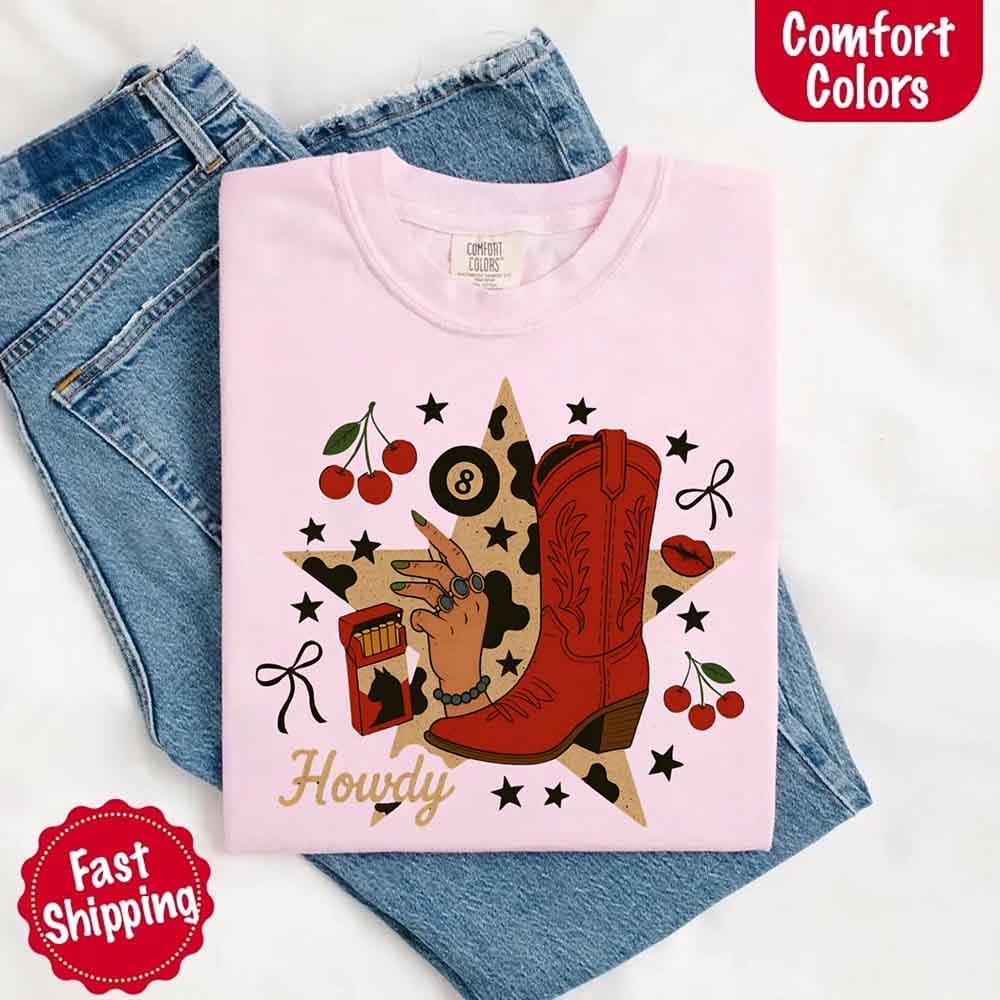 Howdy Cowgirl Star Collage T Shirt