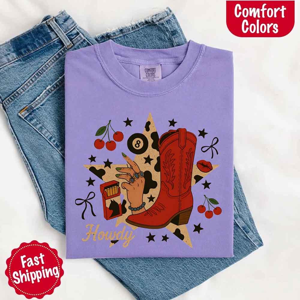 Howdy Cowgirl Star Collage T Shirt