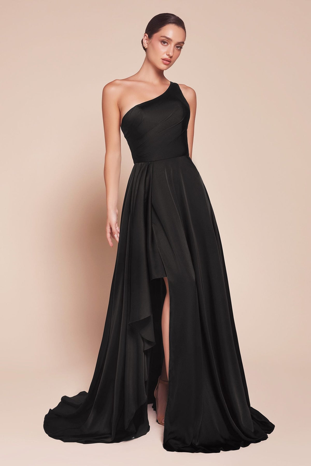 Ladivine One Shoulder Satin A-Line Gown