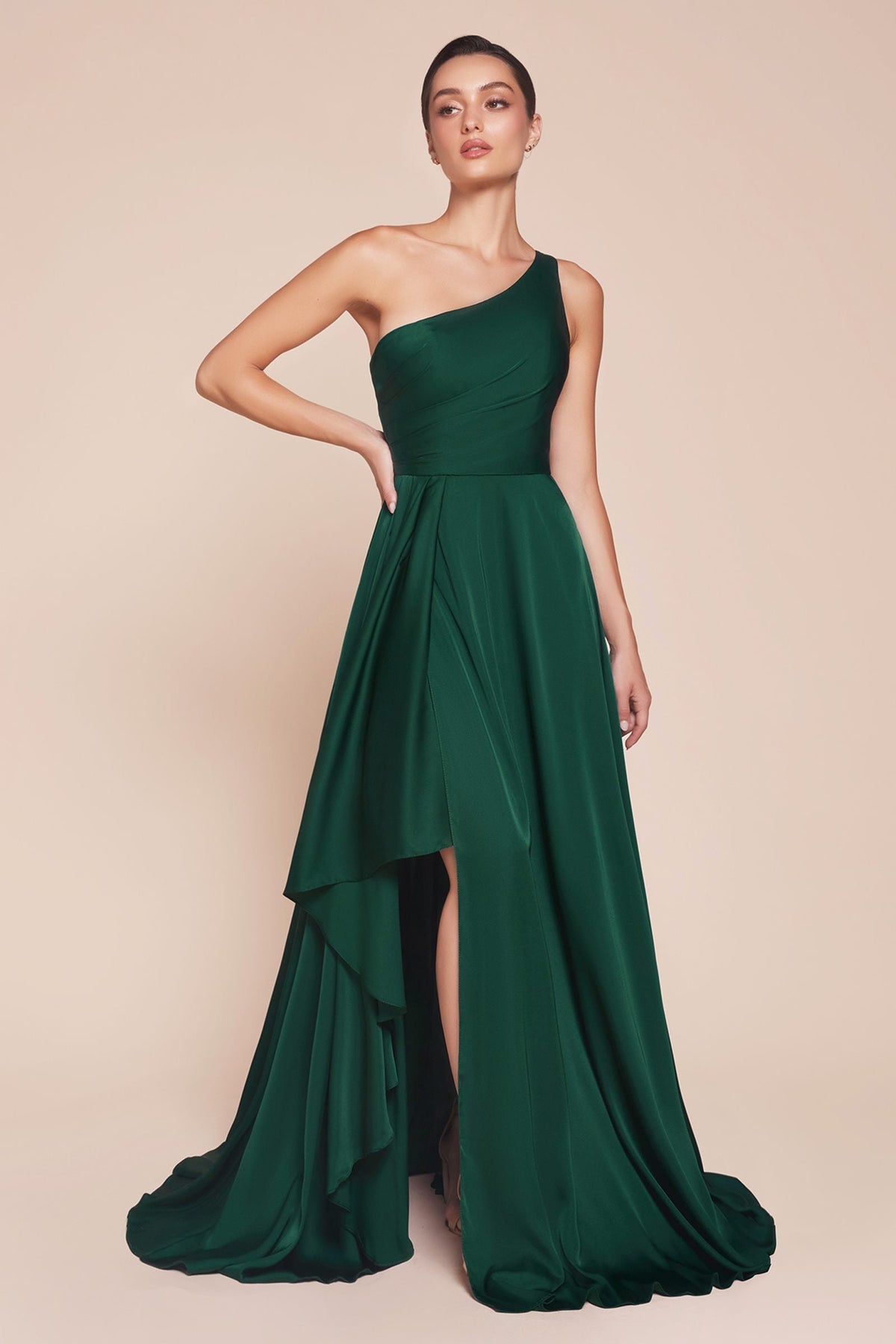 Ladivine One Shoulder Satin A-Line Gown