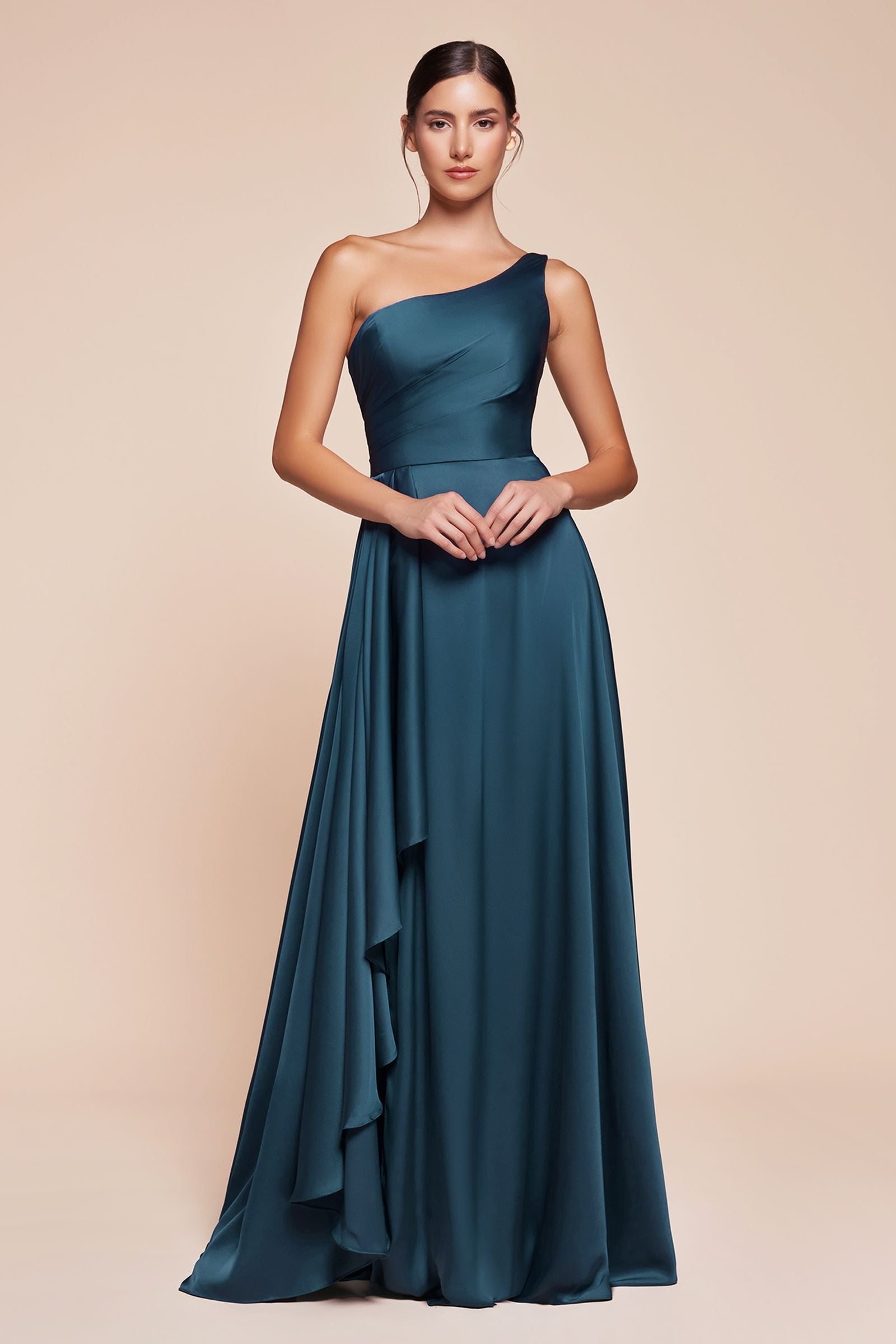 Ladivine One Shoulder Satin A-Line Gown