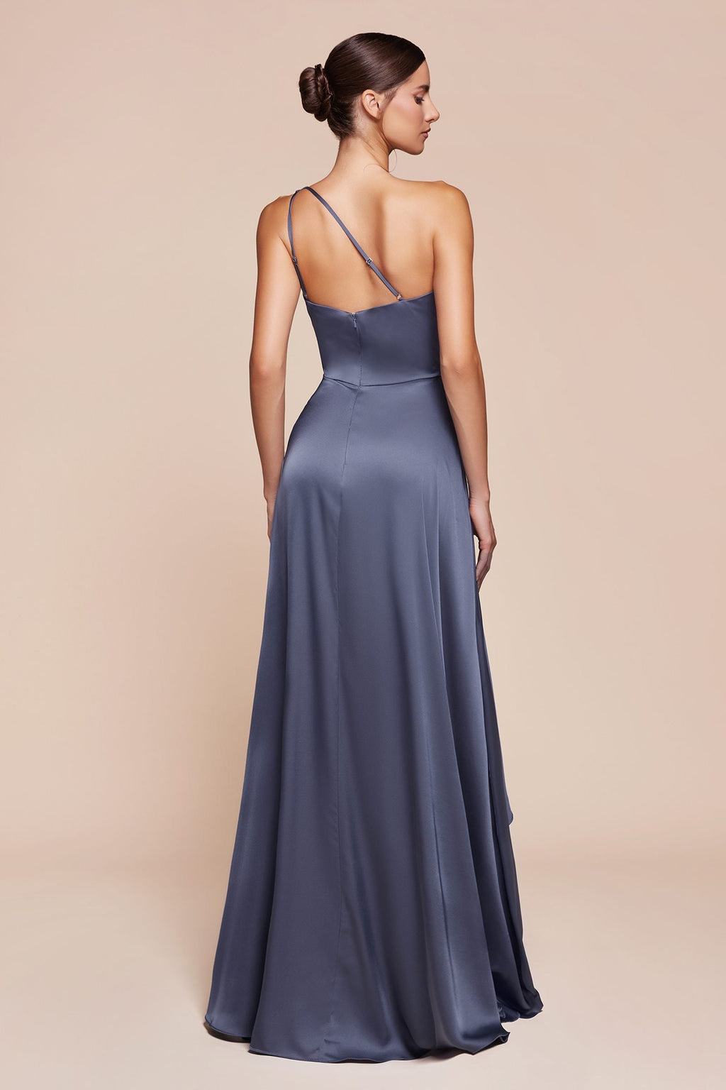 Ladivine One Shoulder Satin A-Line Gown