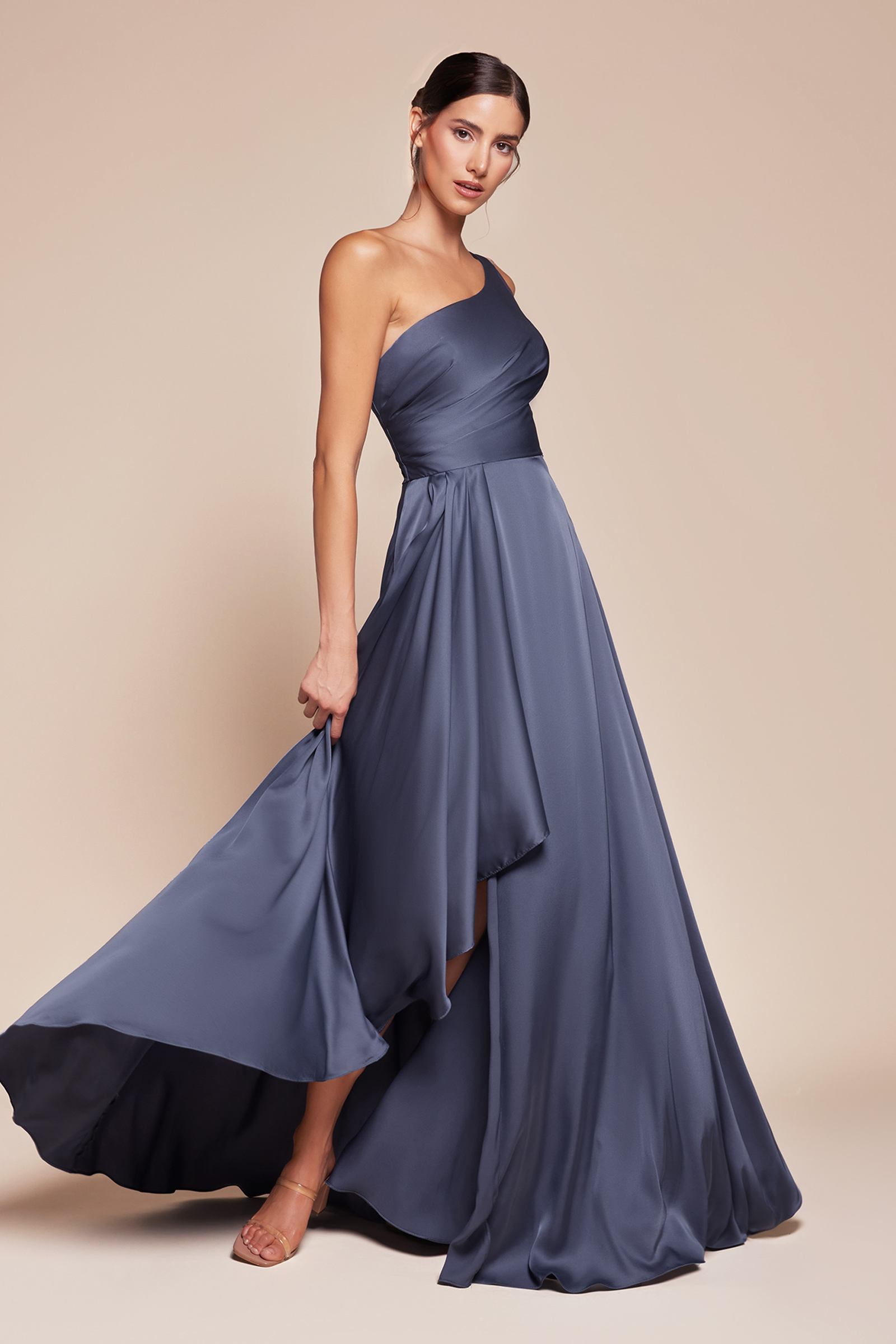 Ladivine One Shoulder Satin A-Line Gown