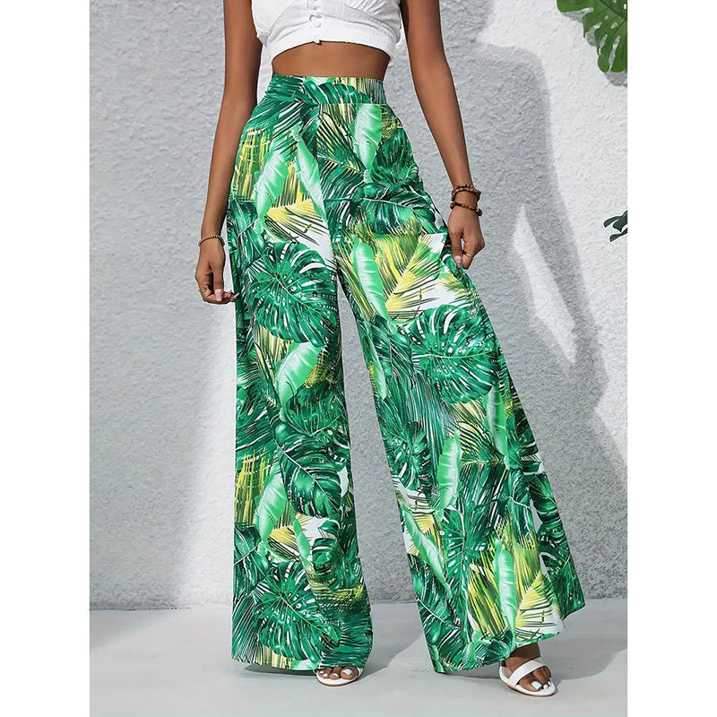 Printed High‑Waist Wide‑Leg Palazzo Pants