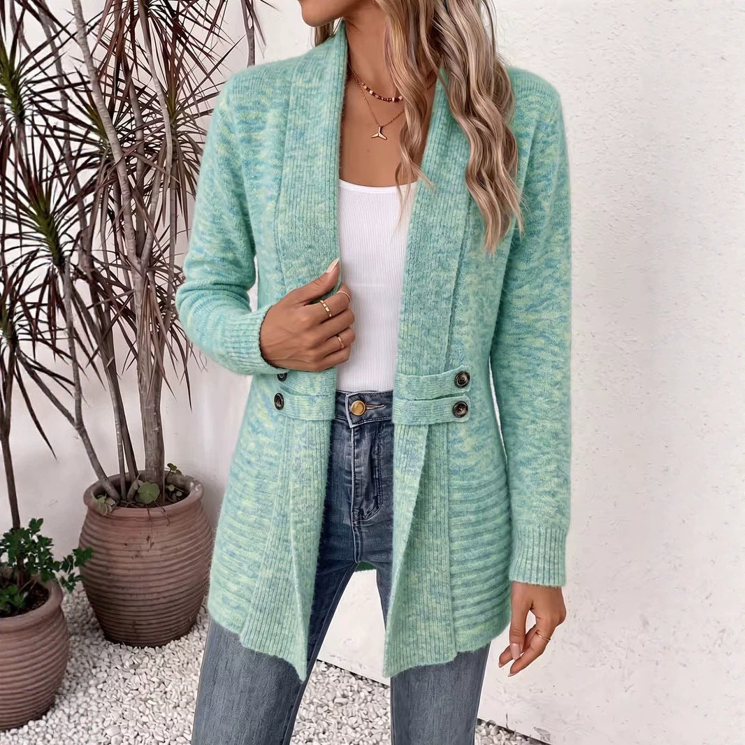 Belt Cardigan Lazy Style Versatile Mid-length Sweater