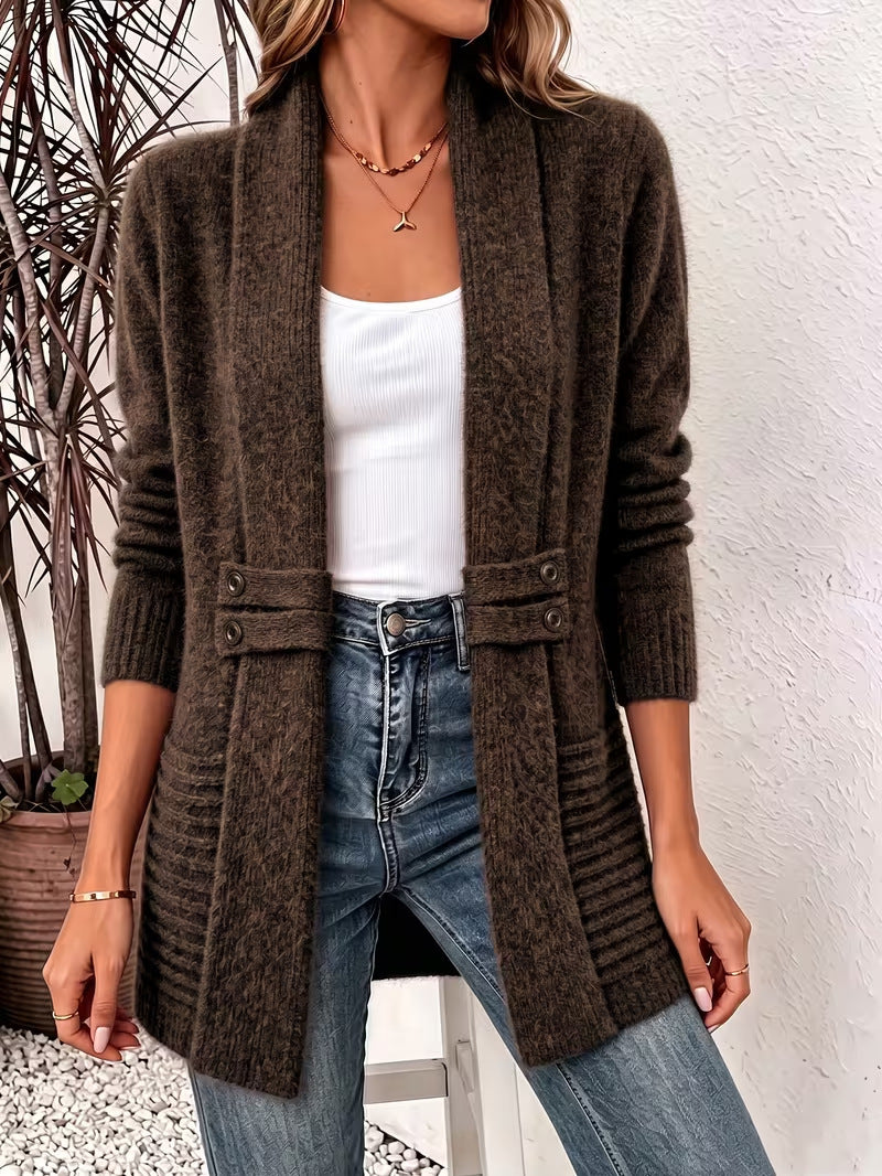 Belt Cardigan Lazy Style Versatile Mid-length Sweater