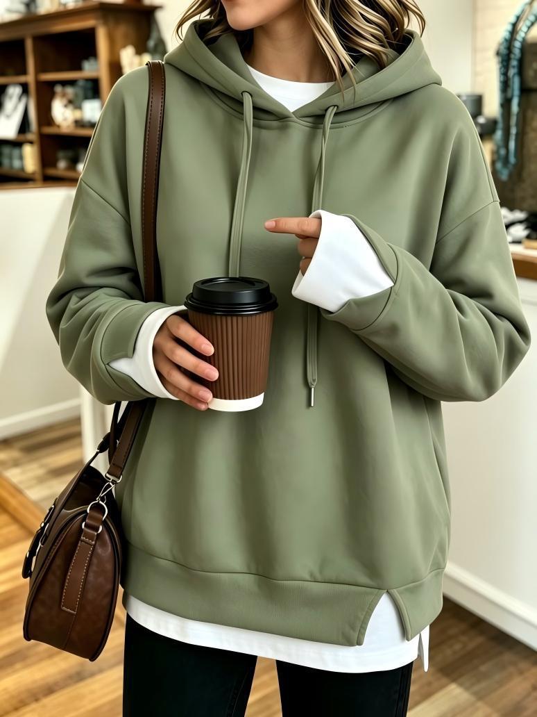 Faux Two-piece Hooded Sweatshirt