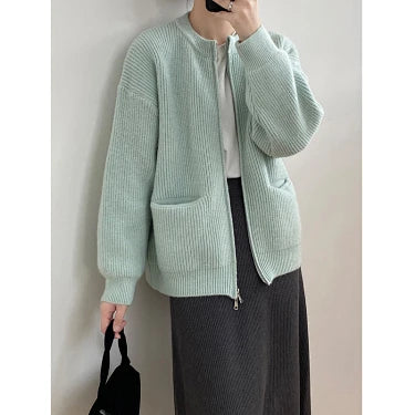 Zip-up Sweater Coat