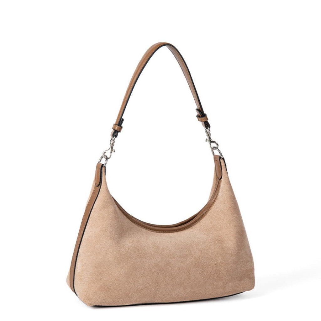 Design suede simple armpit bag, autumn and winter retro versatile handbag, small hobo shoulder bag women