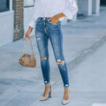 Plus-size Skinny Denim Jeans Stretchy With Distressed Holes