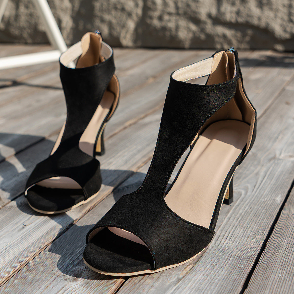 Peep Toe  Zipper Heel Shoes