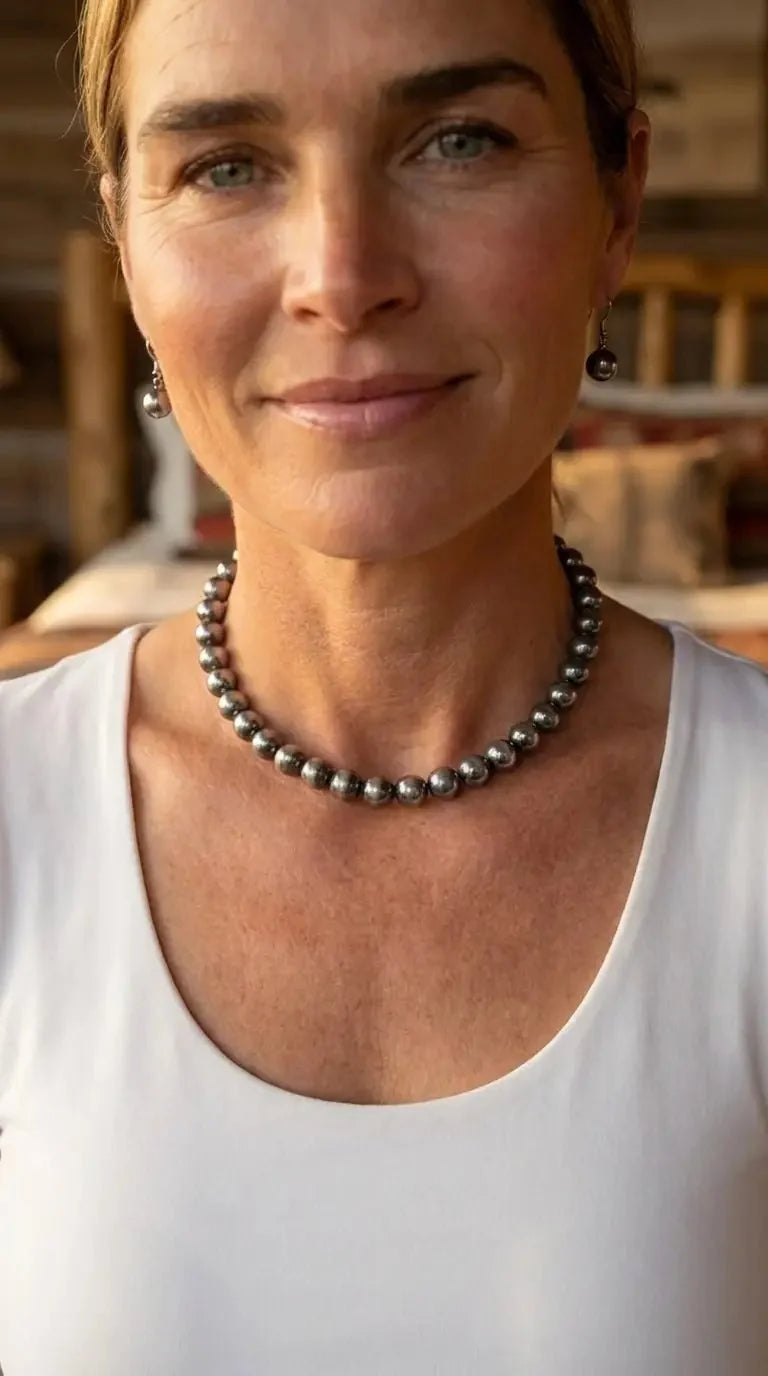 Fashion Pearl Choker Necklace & Earring Set