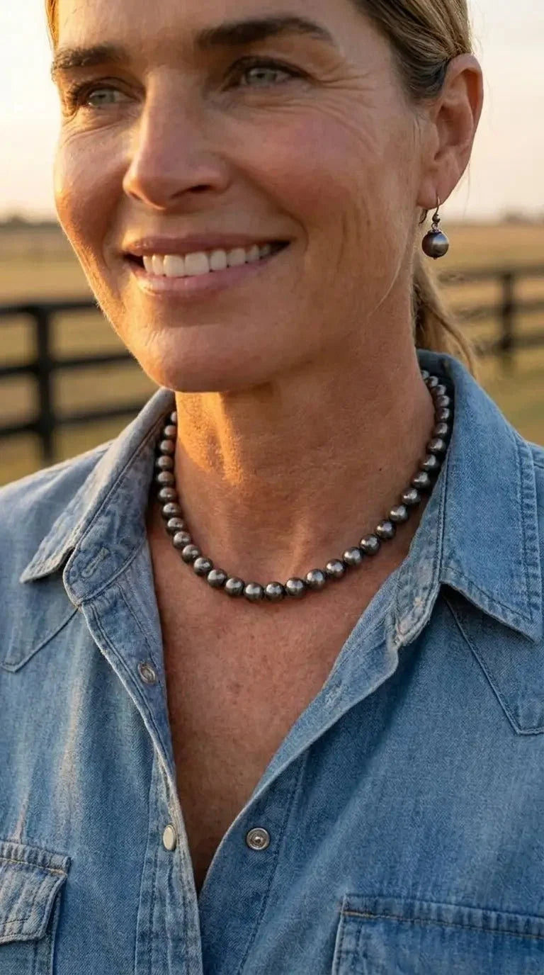 Fashion Pearl Choker Necklace & Earring Set