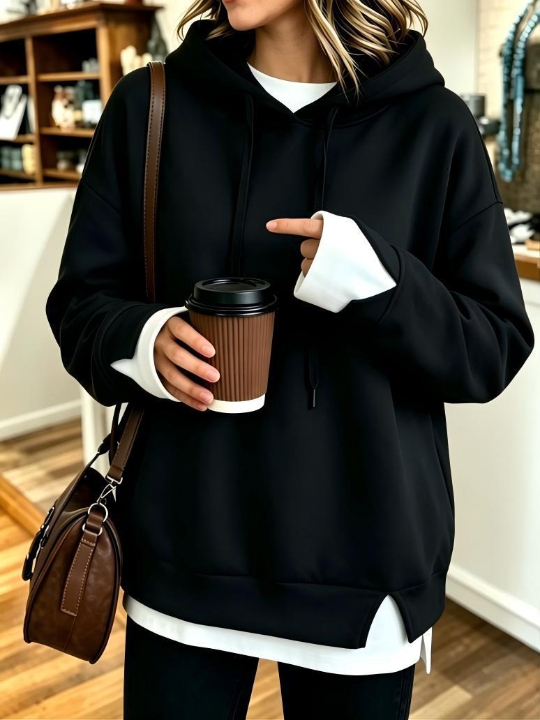 Faux Two-piece Hooded Sweatshirt